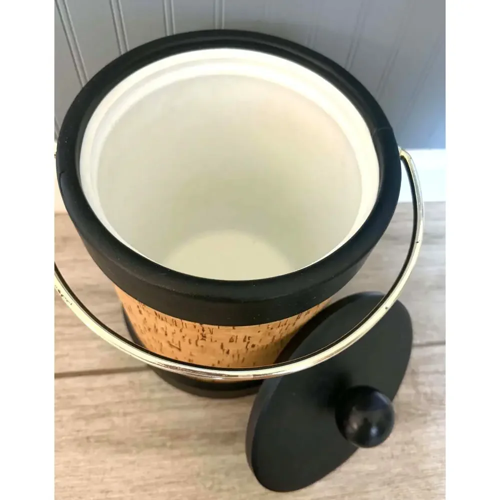Vintage Kraftware NY Cork & Leather Ice Bucket – Mid Century Modern Barware EUC